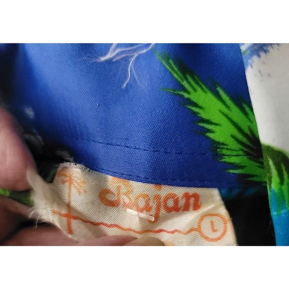 Vintage Men's Barbados Hawaiian Aloha Camp Cabana Shirt Blue Size L - Picture 2 of 6